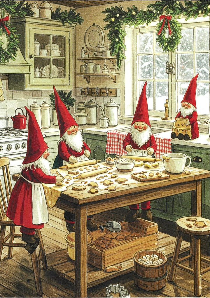 Boxed cards, Gnomes Baking Cookies