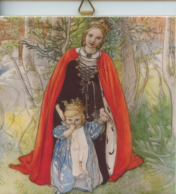 6" Ceramic tile, Carl Larsson  Queen and Princess