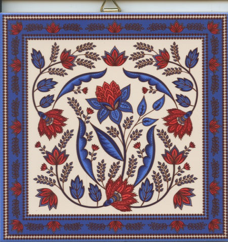 6" Ceramic Tile, Folk Art Flowers