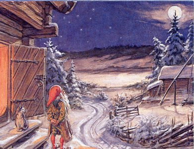 Boxed cards, Gnome with Cat in the Snow