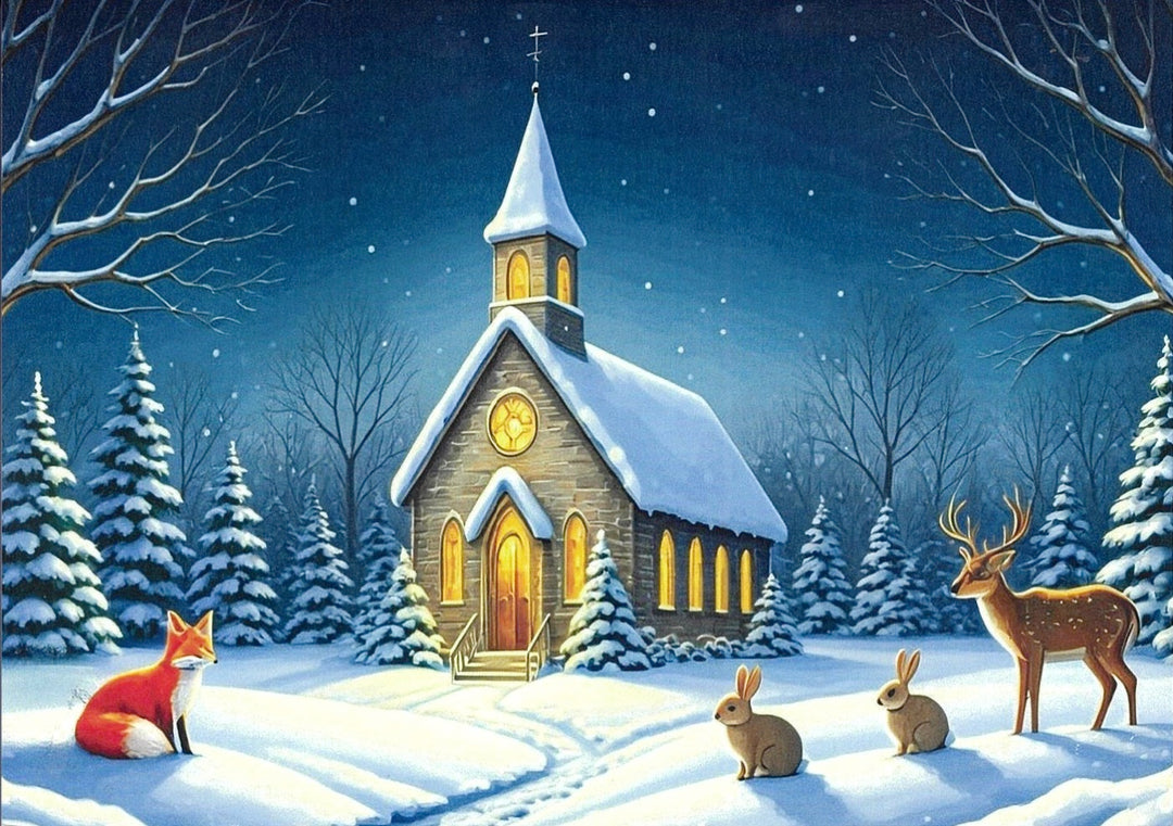 Boxed Cards, Church with Animals
