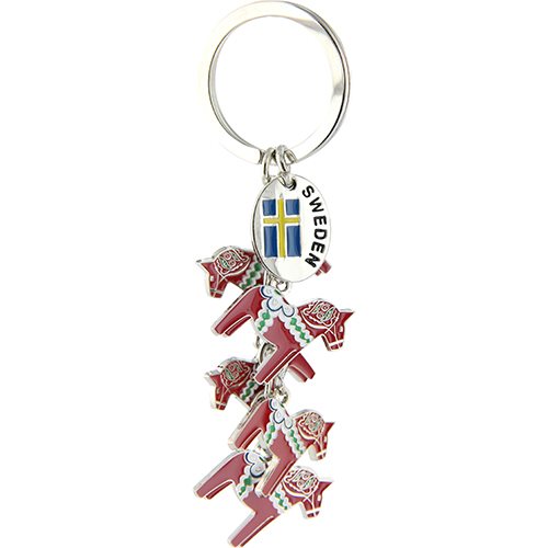 Keyring with 5 Dala Horses