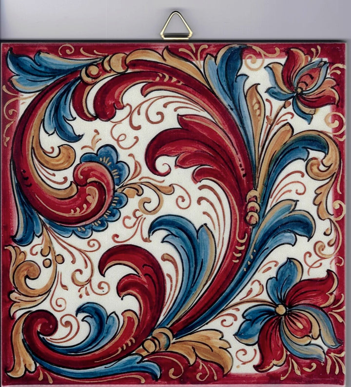 6" Ceramic Tile, Rosemaling