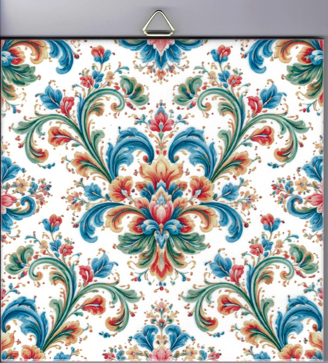 6" Ceramic Tile, Rosemaling