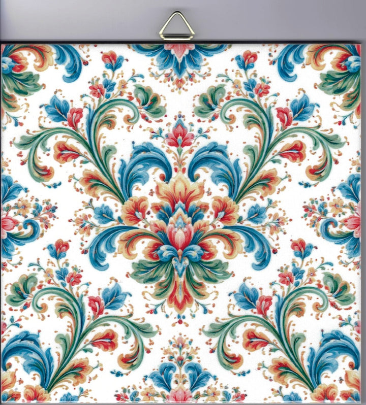 6" Ceramic Tile, Rosemaling