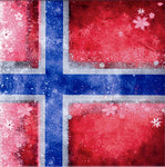 6" Ceramic Tile, Norwegian Flag with Flowers