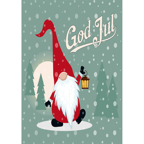Boxed cards, God Jul Gnome with lantern & Norwegian Nisse story text