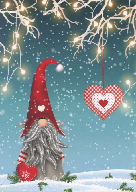 Christmas Cards Gnome with heart Pkg of 6