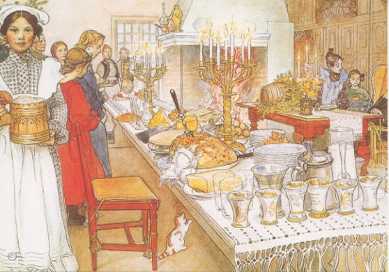 Boxed cards, Carl Larsson Christmas dinner table