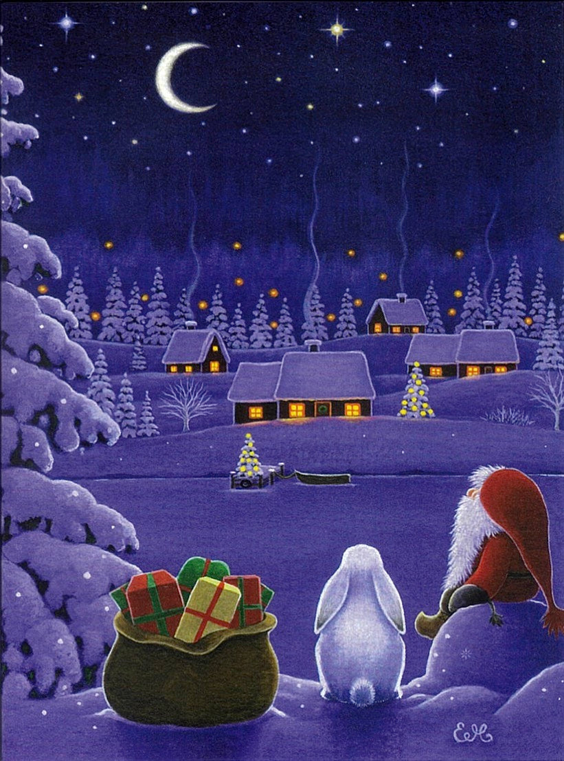 Boxed Note Cards, Eva Melhuish Gnome and Rabbit bringing Gifts