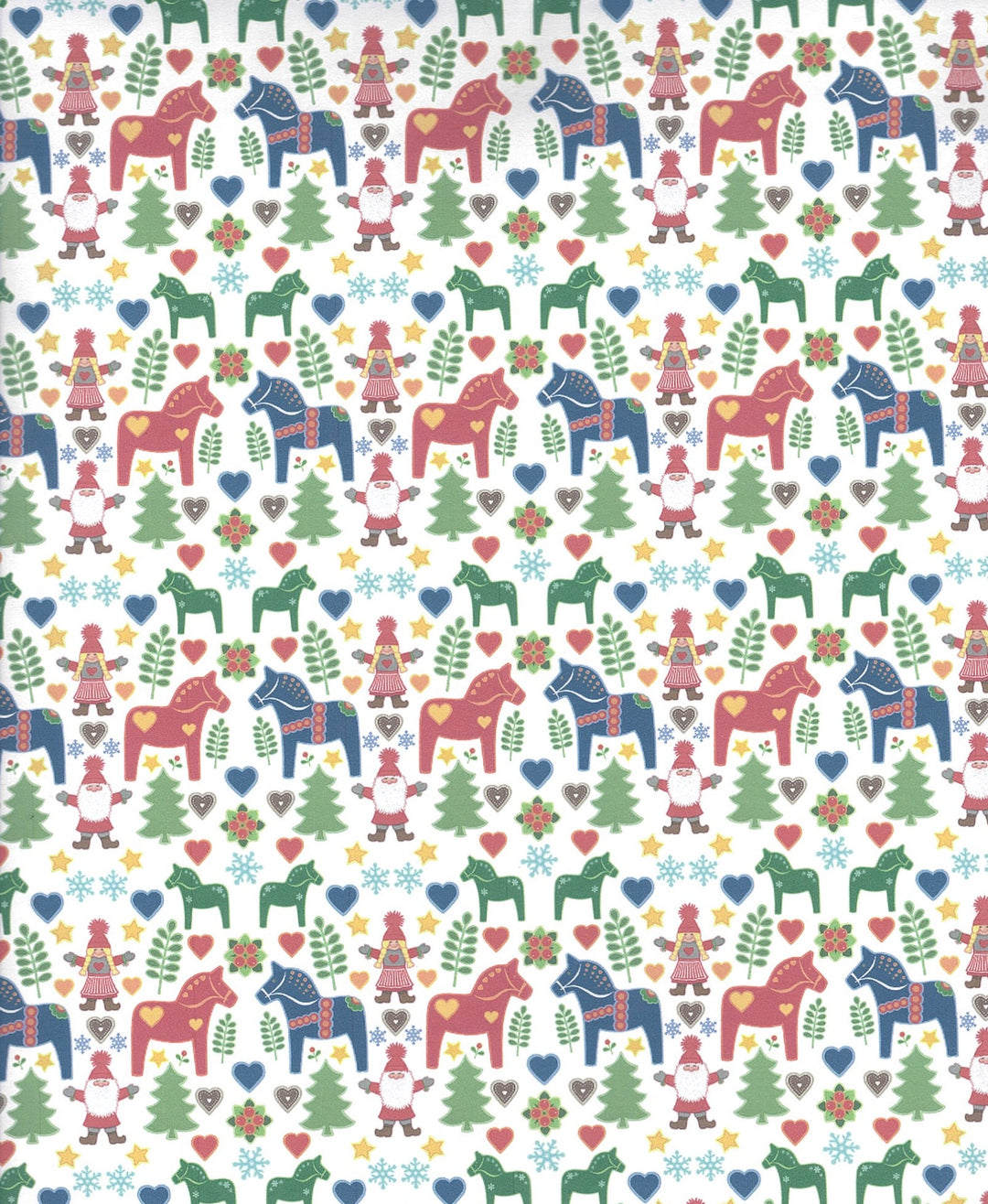 Eva Melhuish Dala horses, Tomtar & Trees Gift wrap or craft paper