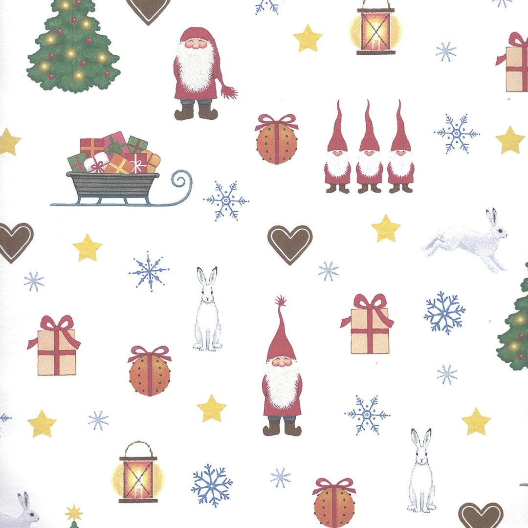 Eva Melhuish Gnomes, Rabbits, Trees & Hearts Gift wrap or craft paper