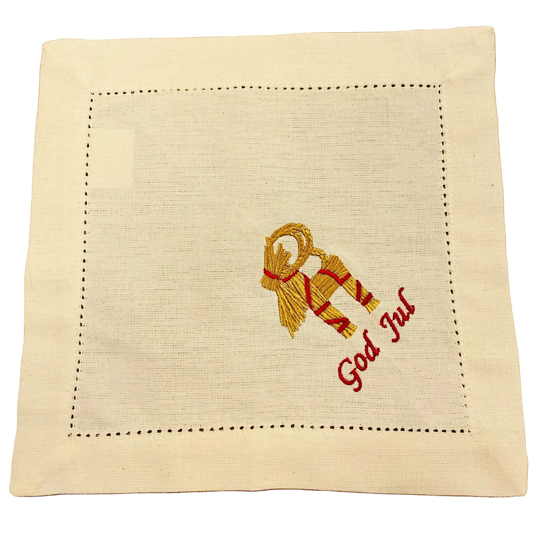 Small Square Doily Embroidered God Jul Goat