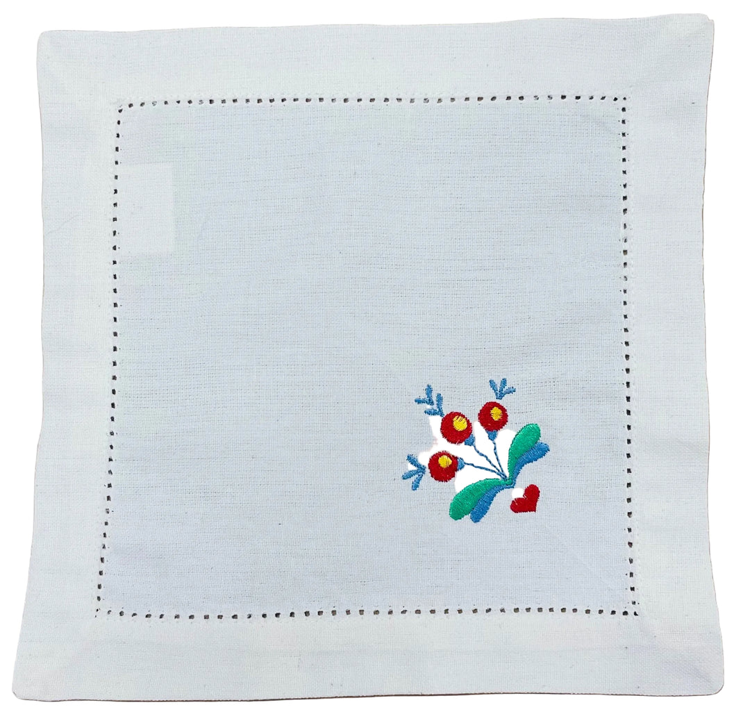Small Square Doily Embroidered Flowers