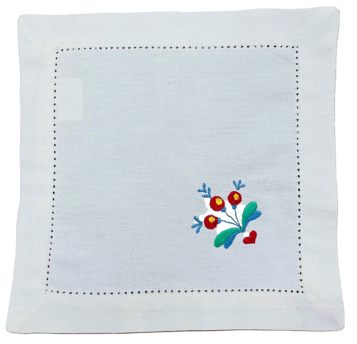 Small Square Doily Embroidered Flowers