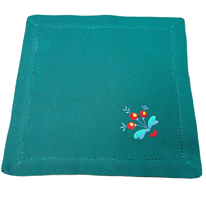Small Square Doily Embroidered Flowers