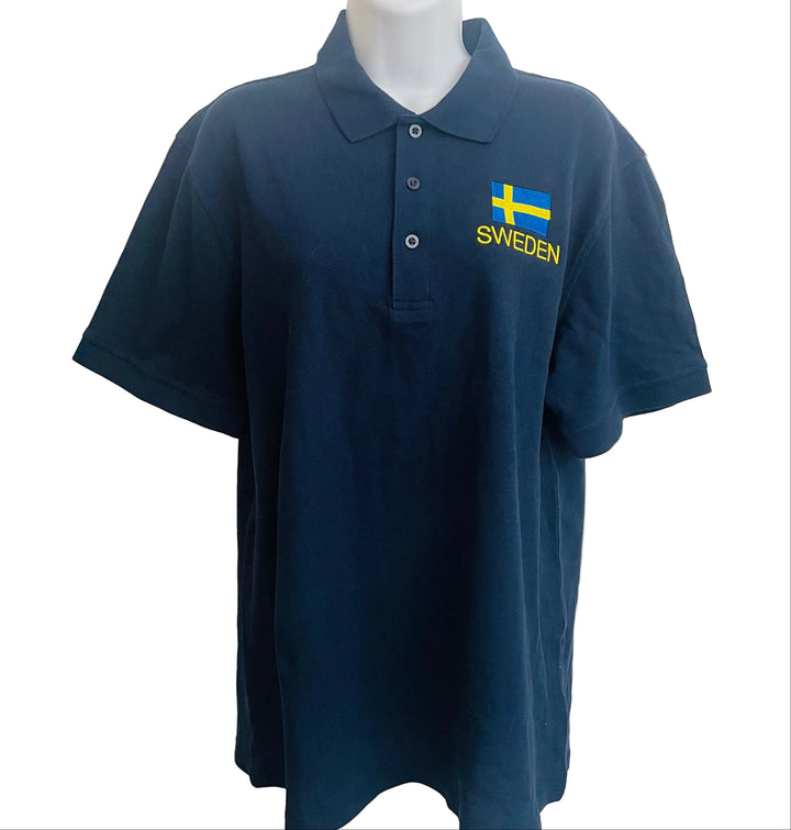 Ladies Polo - Sweden & Flag on Navy blue