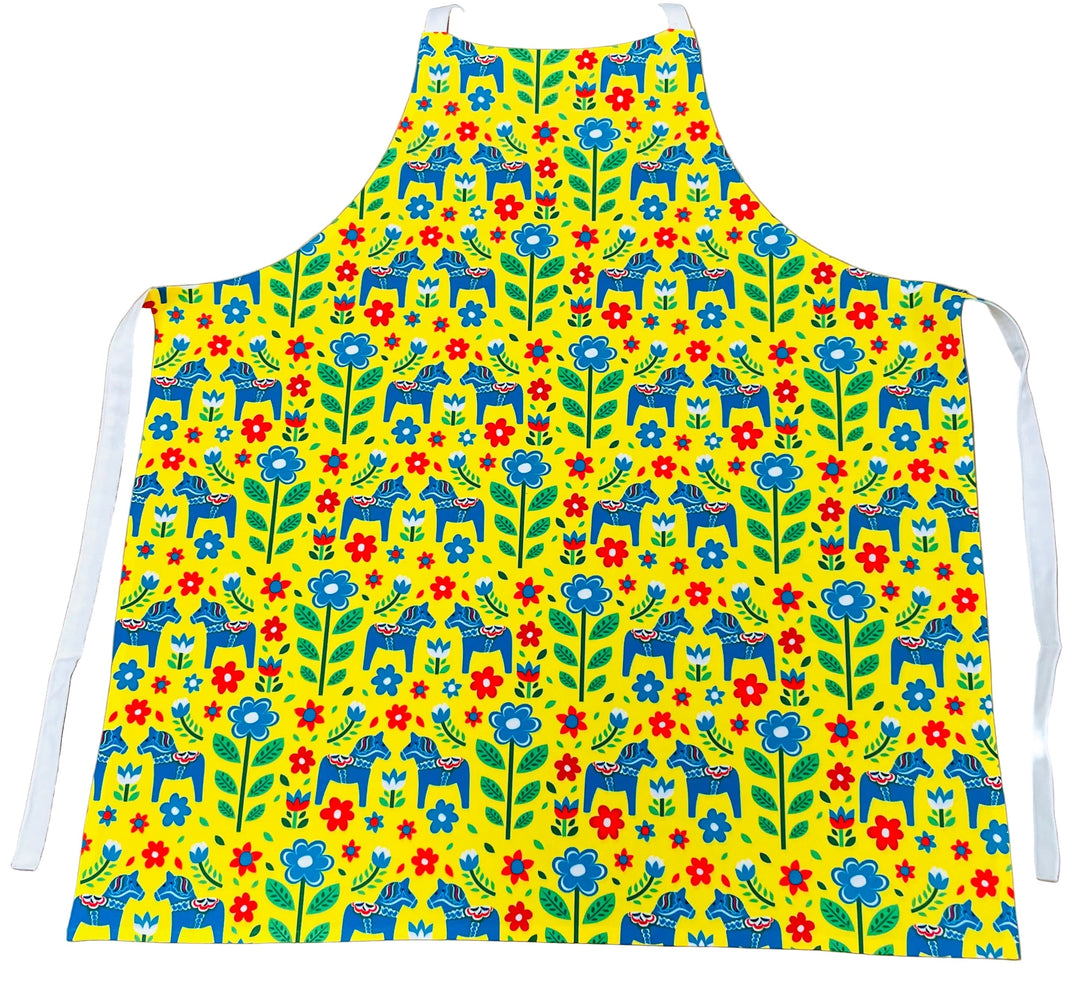 Apron - Blue Dala horses & Flowers