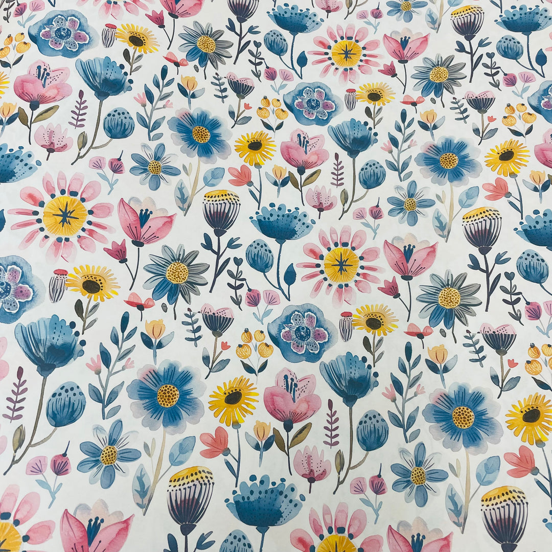 Blue Flowers Gift wrap or Craft Paper