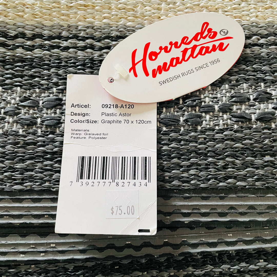 Swedish Woven Plastic Rug - Astor in Graphite Gray