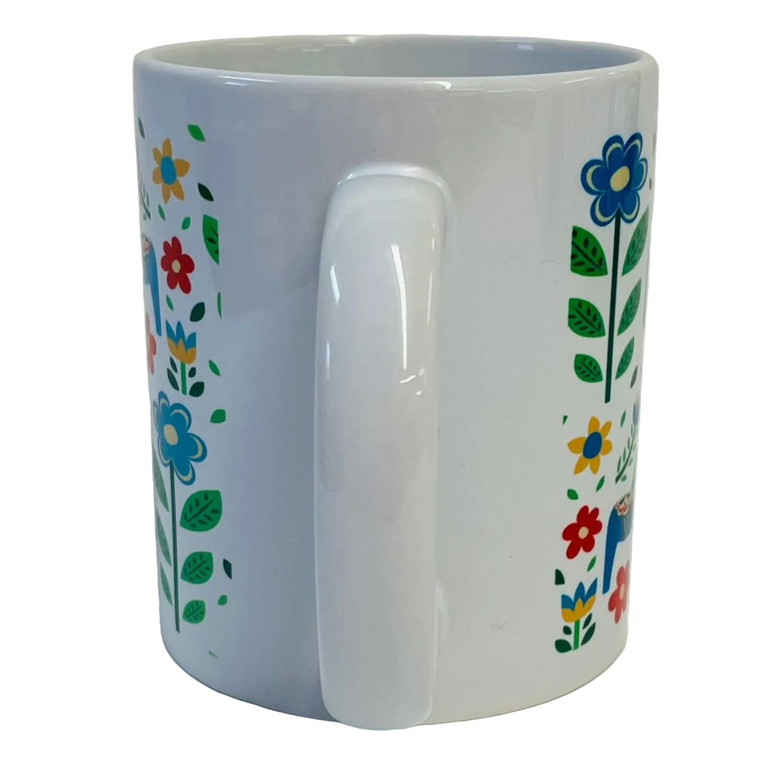 Blue Dala horses & flowers coffee mug