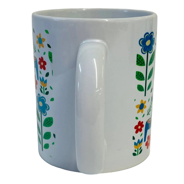 Blue Dala horses & flowers coffee mug