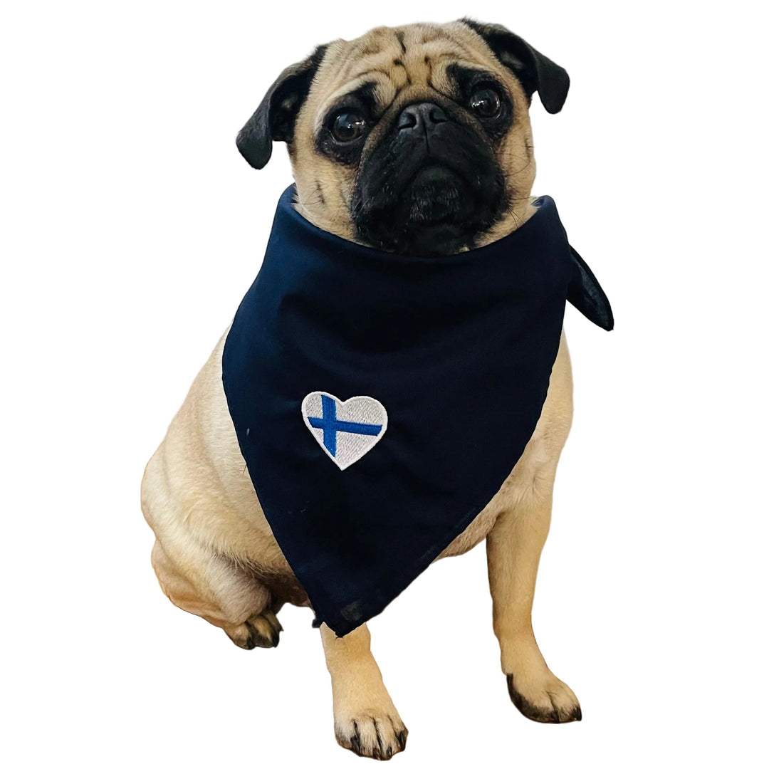 Cotton Bandana with Embroidered Finland Heart