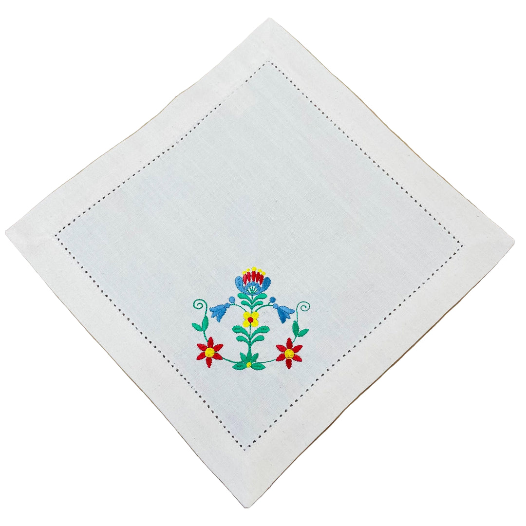 Small Square Doily Embroidered Flowers