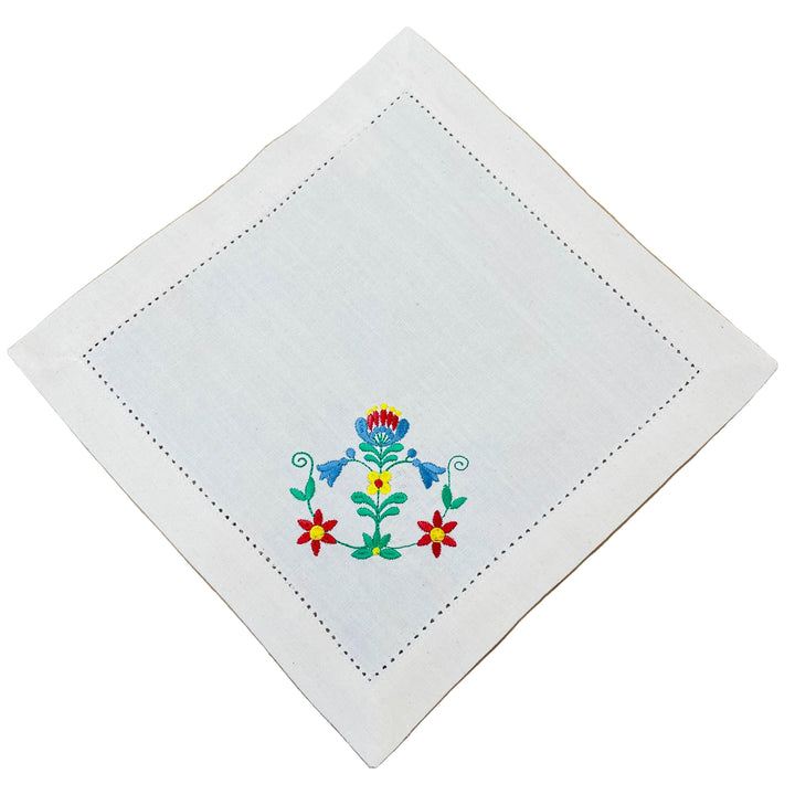 Small Square Doily Embroidered Flowers