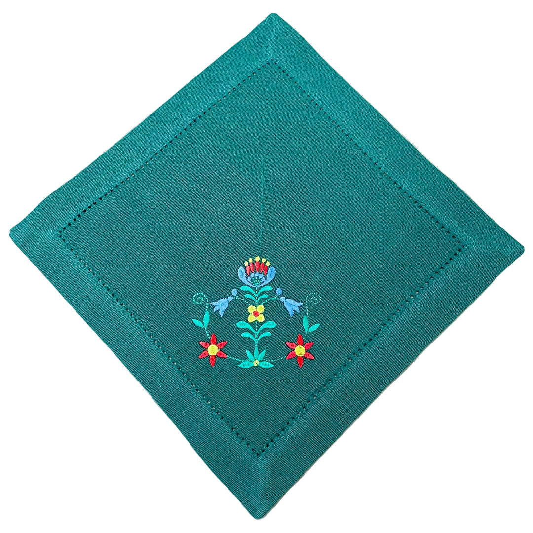 Small Square Doily Embroidered Flowers