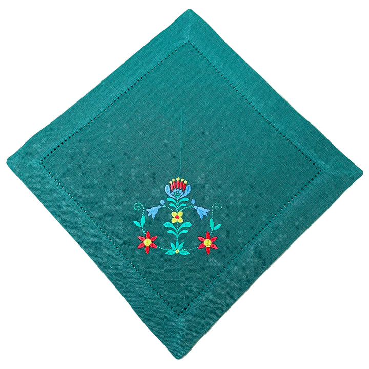 Small Square Doily Embroidered Flowers