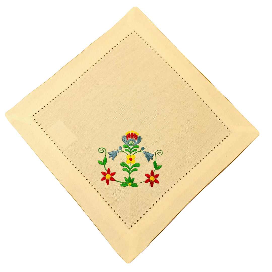 Small Square Doily Embroidered Flowers