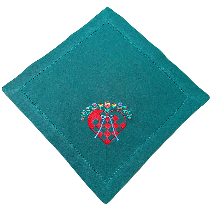 Small Square Doily Embroidered Heart Basket