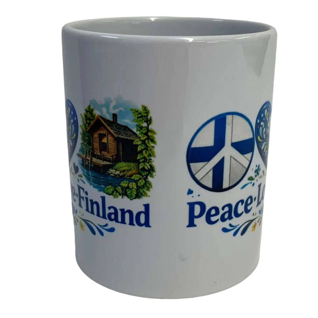 Peace Love Finland coffee mug