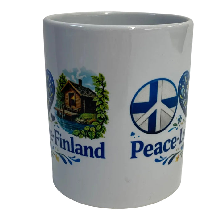 Peace Love Finland coffee mug