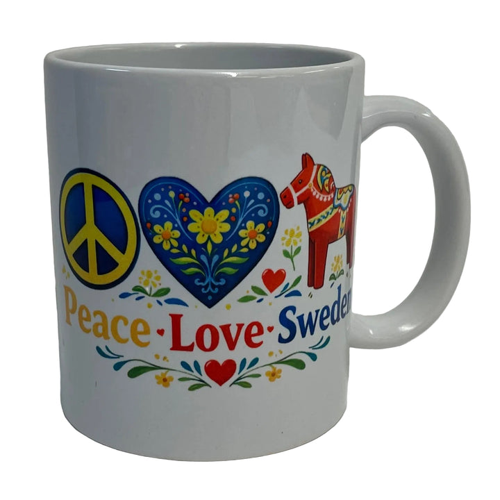 Peace Love Sweden coffee mug