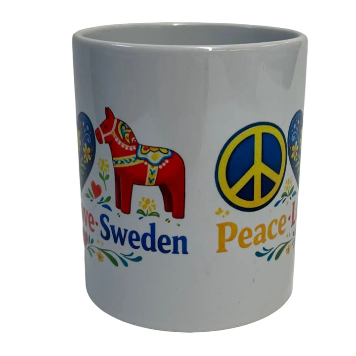 Peace Love Sweden coffee mug