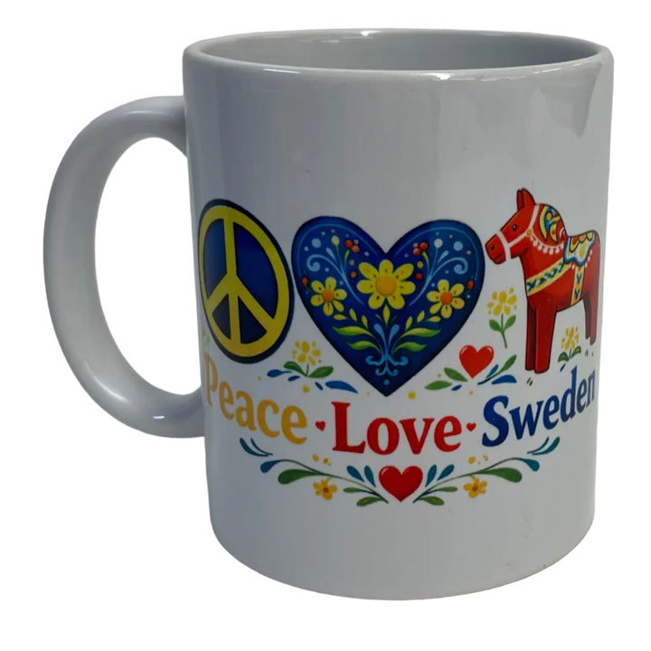 Peace Love Sweden coffee mug