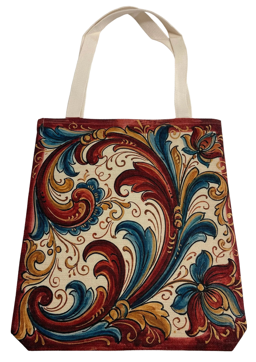 Linen look Tote bag Rosemaling