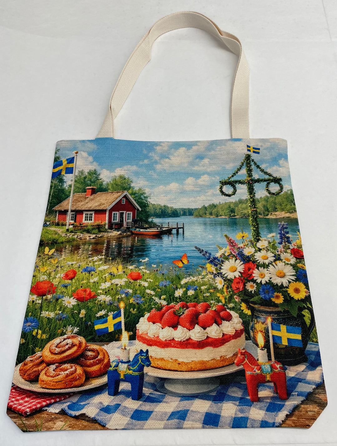 Linen look Tote bag At the Lake