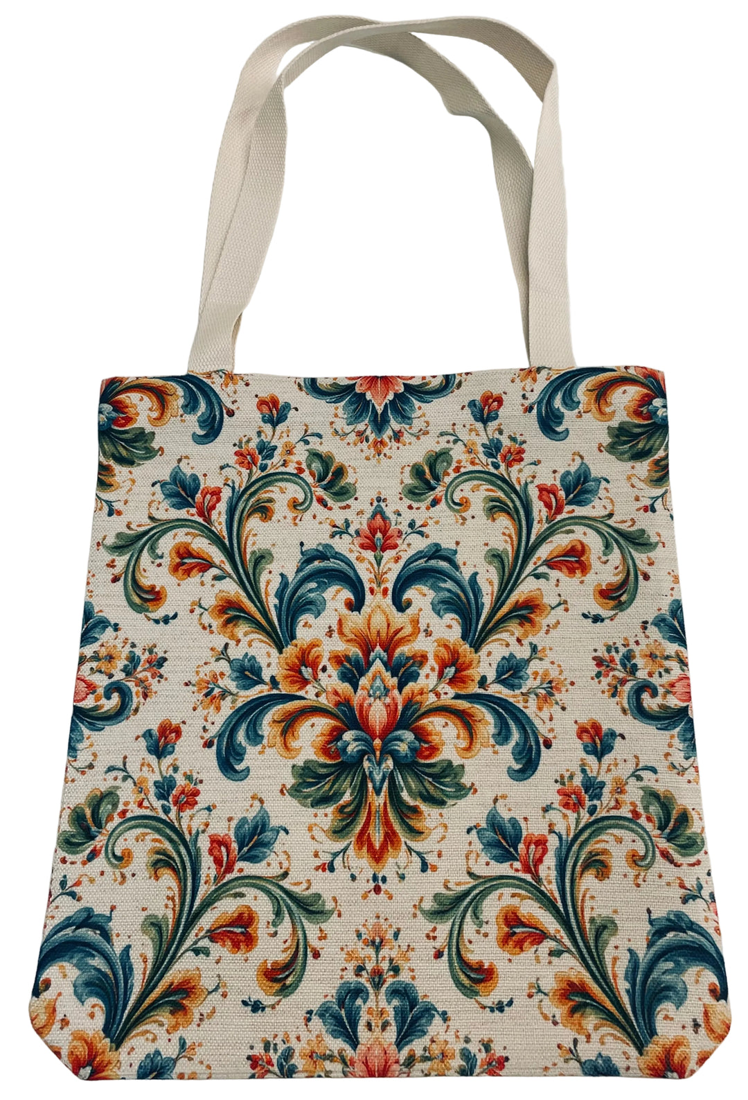 Linen look Tote bag Rosemaling