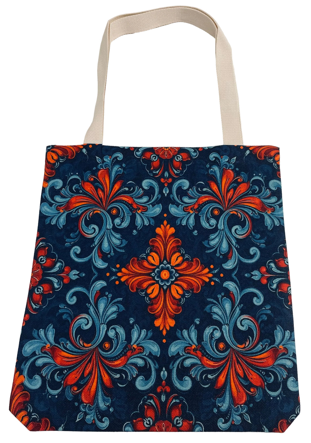Linen look Tote bag Rosemaling