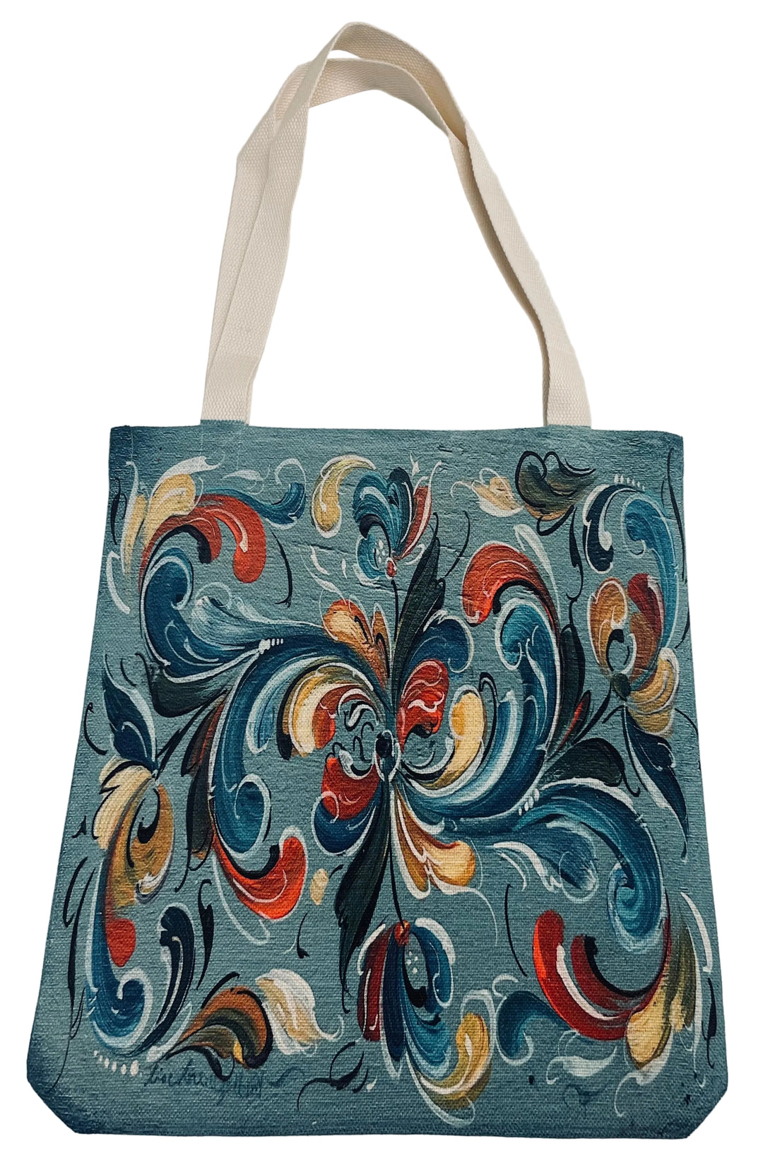 Linen look Tote bag Lise Lorentzen Rosemaling