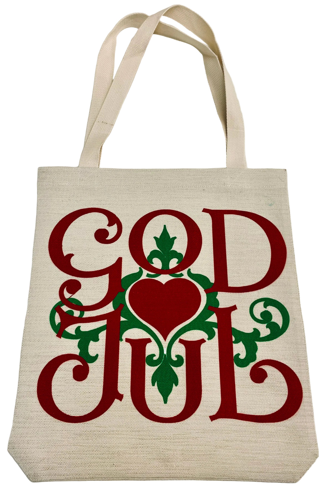 Linen look Tote bag God Jul Scroll
