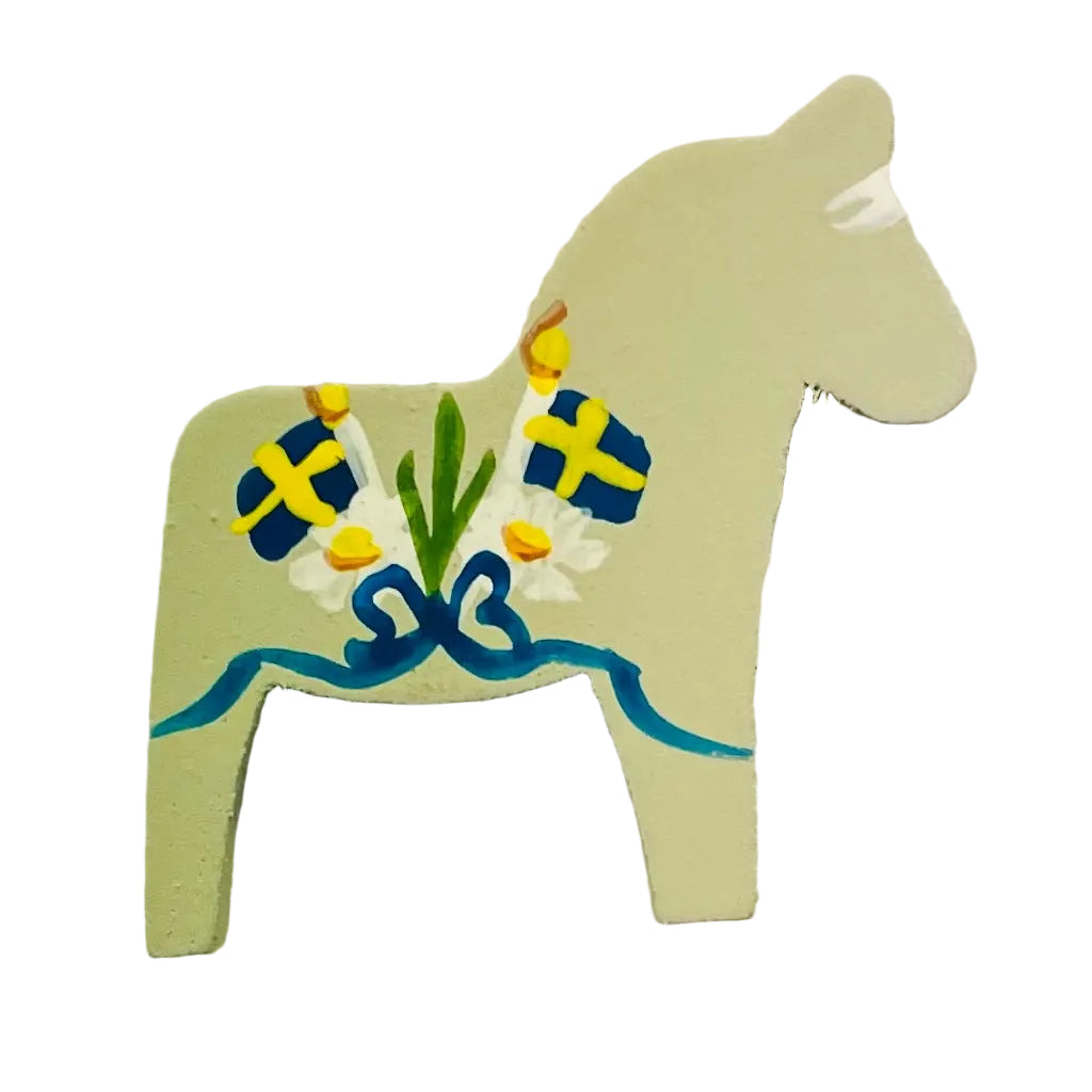 Dala Horse Magnet with Sweden flags