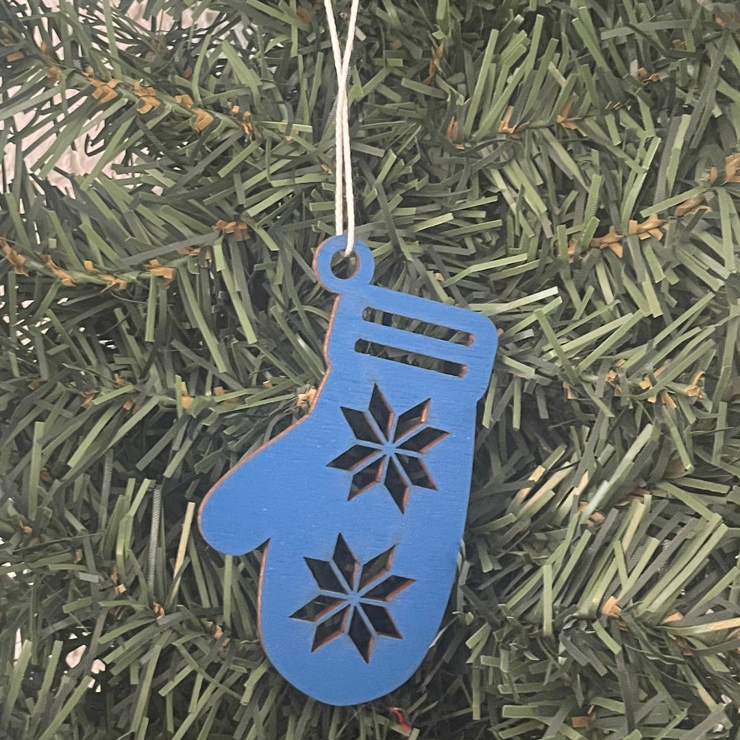 Blue mitten ornament