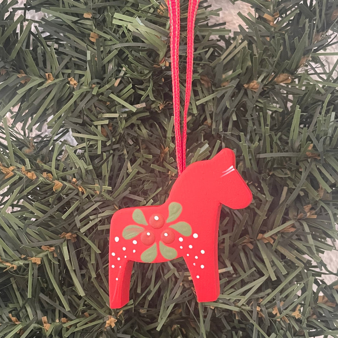 Dala Horse Ornament - Red with Lingonberries