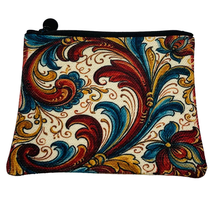 Zippered Pouch Coin Purse -  Rosemaling