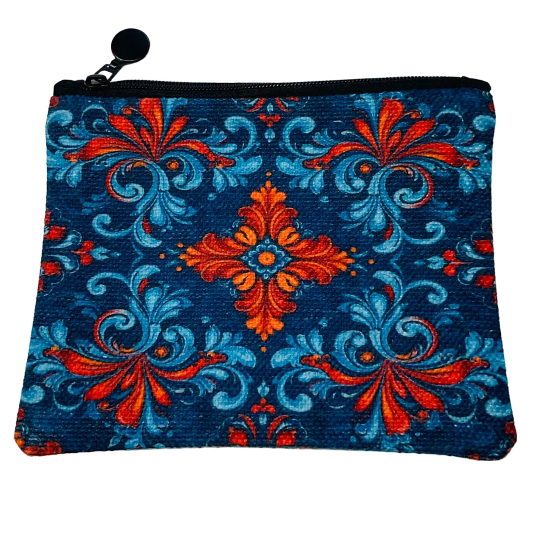 Zippered Pouch Coin Purse -  Rosemaling