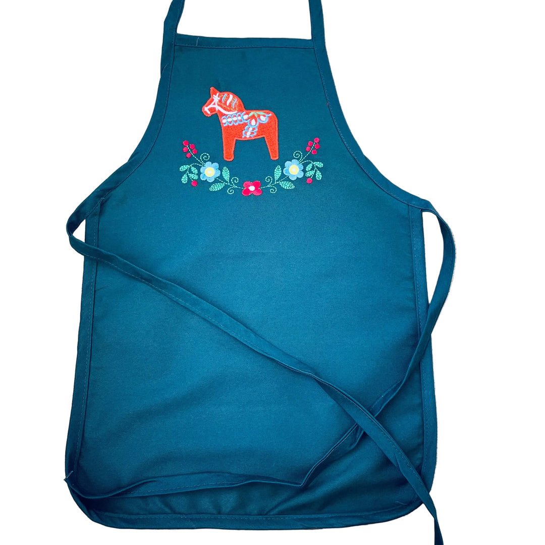 Children's Apron Embroidered Dala horse & flowers